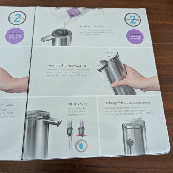 Simplehuman 9oz Touch Free Sensor Soap Pump, Stainless Steel New 2 Pack - Picture 4 of 6
